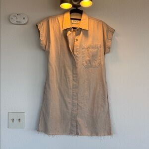 Ética Beige Button-Up Denim Dress